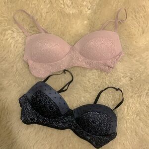 1x pinky/mauve & 1x navy bandeau bra